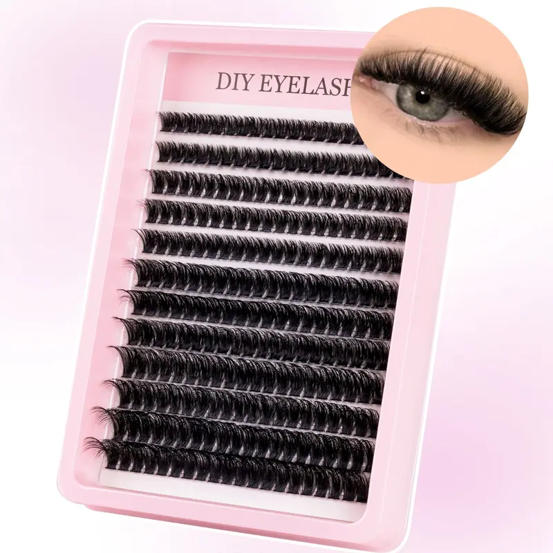 Natural-style false lashes, fine lash clusters, cat-eye style lash clusters, natural extension-effect pre-arranged lash clusters (8–16mm), individual lash clusters, lash clusters.