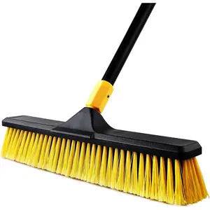 18 Inch Push Broom Heavy-Duty Outdoor Commercial Broom Brush Stiff Bristles for Cleaning Patio Garage Deck Concrete  Stone Tile Floor 65.3 inch Long