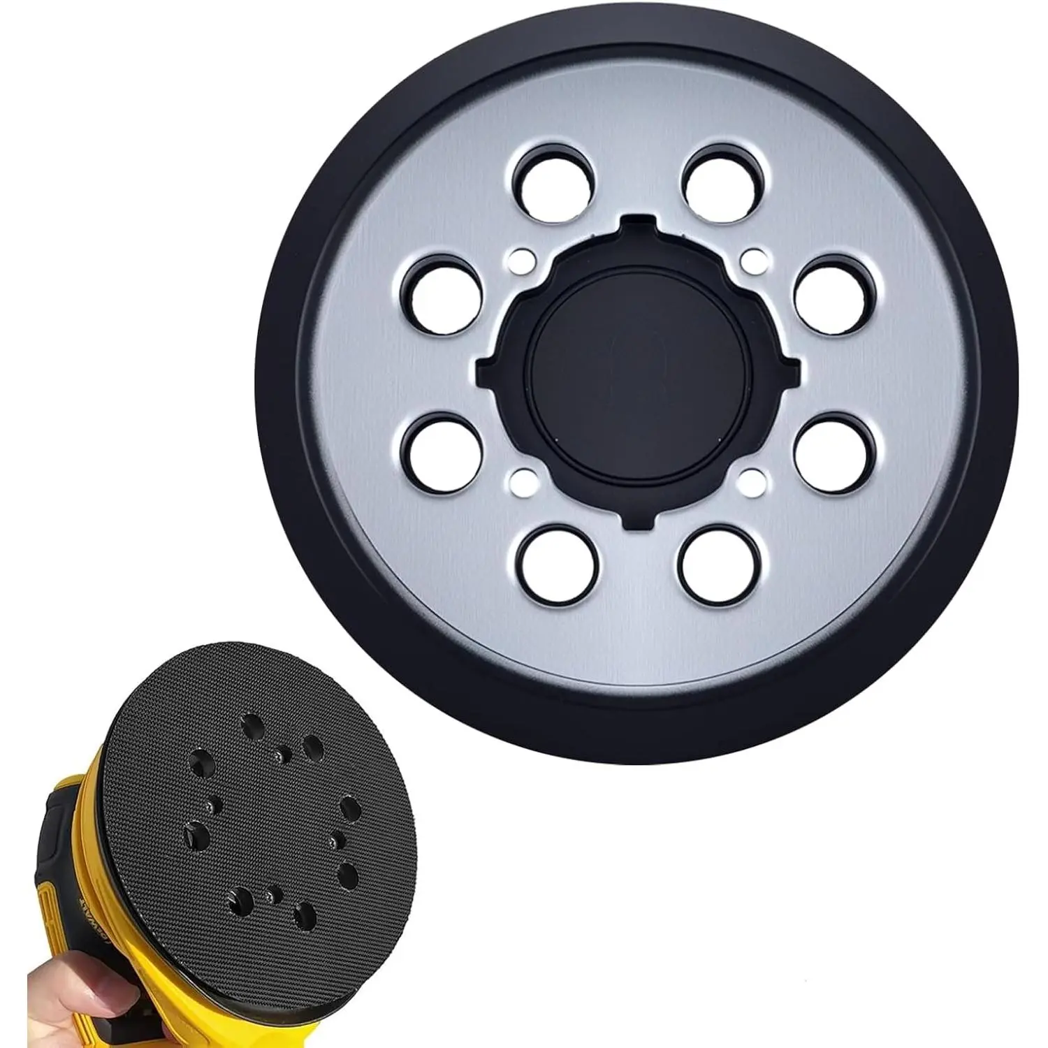 2 Pack Sander Replacement Pad for , 5-Inch 8 Holes Hook and Loop  Alloy Orbital Sander Replacement Pad for DWE6421/6421K, DWE6423/6423K, DCW210B, DWE64233, N329079