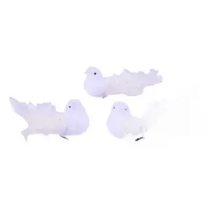1 Dozen 6" Velvet & Feather Birds with Clip – White