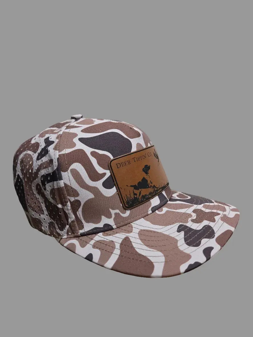 Deer Tippin' Co. Old School Bird Dog Hat with Rawhide Patch Durable Snapback Polyester Shell Perforated for Airflow One Size Fits Most