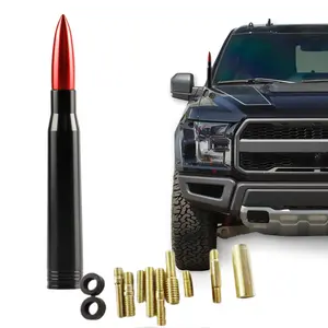 Red Universal Bullet Antenna for Ford Dodge Chevrolet Jeep Toyota Truck Replacement Antenna with Gold Hardware