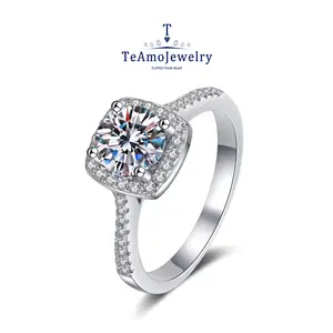 【Buy 1 get 1 Bracelet】【R-001】925 Silver Moissanite Ring, Classic and Square design, Simple Fashion Accessories for Daily Wear Party Holiday