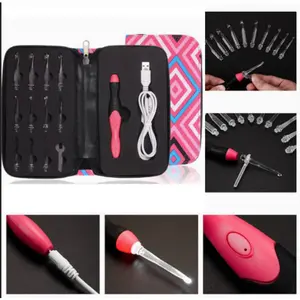 Rechargeable Lighted Crochet Hooks Set, 11 Sizes Interchangeable Crochet Kit with LED Light, Ergonomic Handle for Beginners & Pros with Storage Case