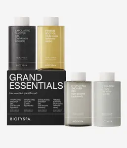 Grand Essentials, Exfoliating Shower Gel, Firming Body Oil, Hydrating Gel & Lotion, 4 Items Set