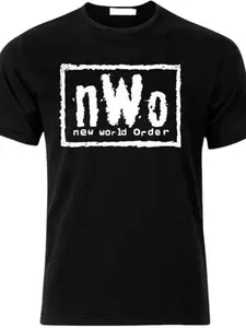 Men's Nwo T-Shirt with Wcw Wrestling Logo, Casual Daily Wear, Perfect Gift for Fans and Collectors, Loose Fit Geometric Pattern