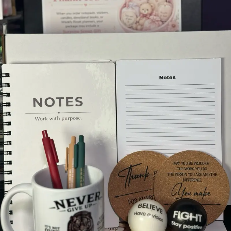 Men’s Office Stationery Reset Care Box - Productivity Motivational Gift Set with Handmade Meeting Notebook, Book Shaped Journals, Affirmation Slogan Notepads, Assorted Boxed Notebooks, Coasters, Stress Balls, Pens, Focus Aid Tools for Work Encouragement,