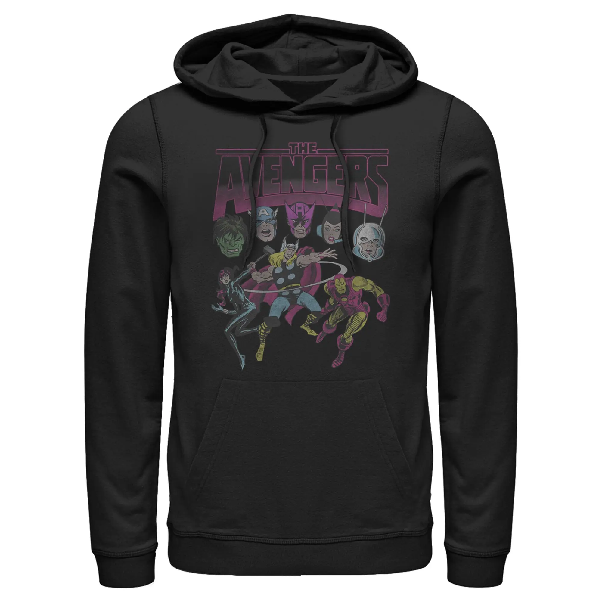Men's Marvel Retro Distressed Comic Book Avengers Pull Over Hoodie