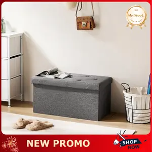 [Deal] Storage Ottoman Bench, Folding Ottoman Stool, End of Bed Storage Bench, Storage Chest with Padded Seat for Bedroom Living Room Entryway