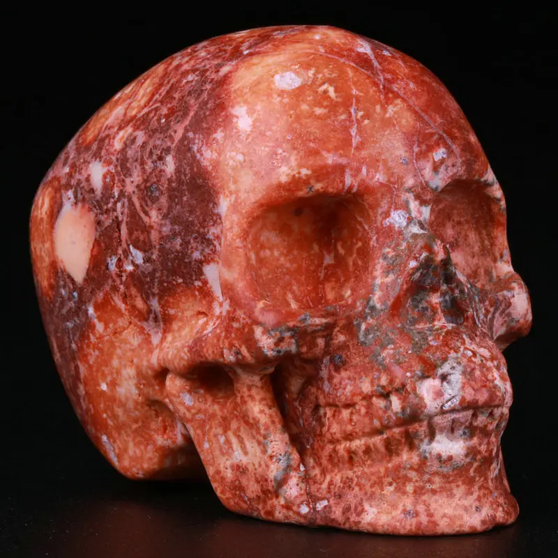 2.0 " Leopard Skin Jasper Carved Crystal Skull, Super Realistic, Crystal Healing