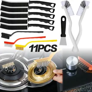 11Pcs Crevice Cleaning Brush Set,Hard Bristle Cleaning Supplies for Kitchen,Bathroom,Corner,Grout,Sink,Cup,Teapot,Bottle,Blender Home Window household use bathroom tile