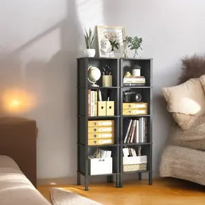 Narrow Bookshelf - 5 Tier 4 Cube Bookcase, Slim Corner Open Display Storage Shelf for Small Space, Living Room, Office, Bedroom