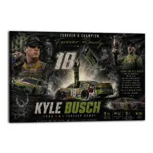Kyle Busch Forever Rowdy Memorial Vintage Racing Legend Flag - Lightweight Artwork Print, Black-Gold Poster-Style Motorsport Tribute Home Decoration for American Racing Fans (Room, Garage Man Cave Decor, Collectible Gift, New Launch)