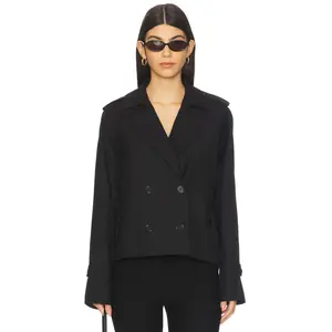 LIONESS x REVOLVE Cropped Trencherous Coat in Onyx