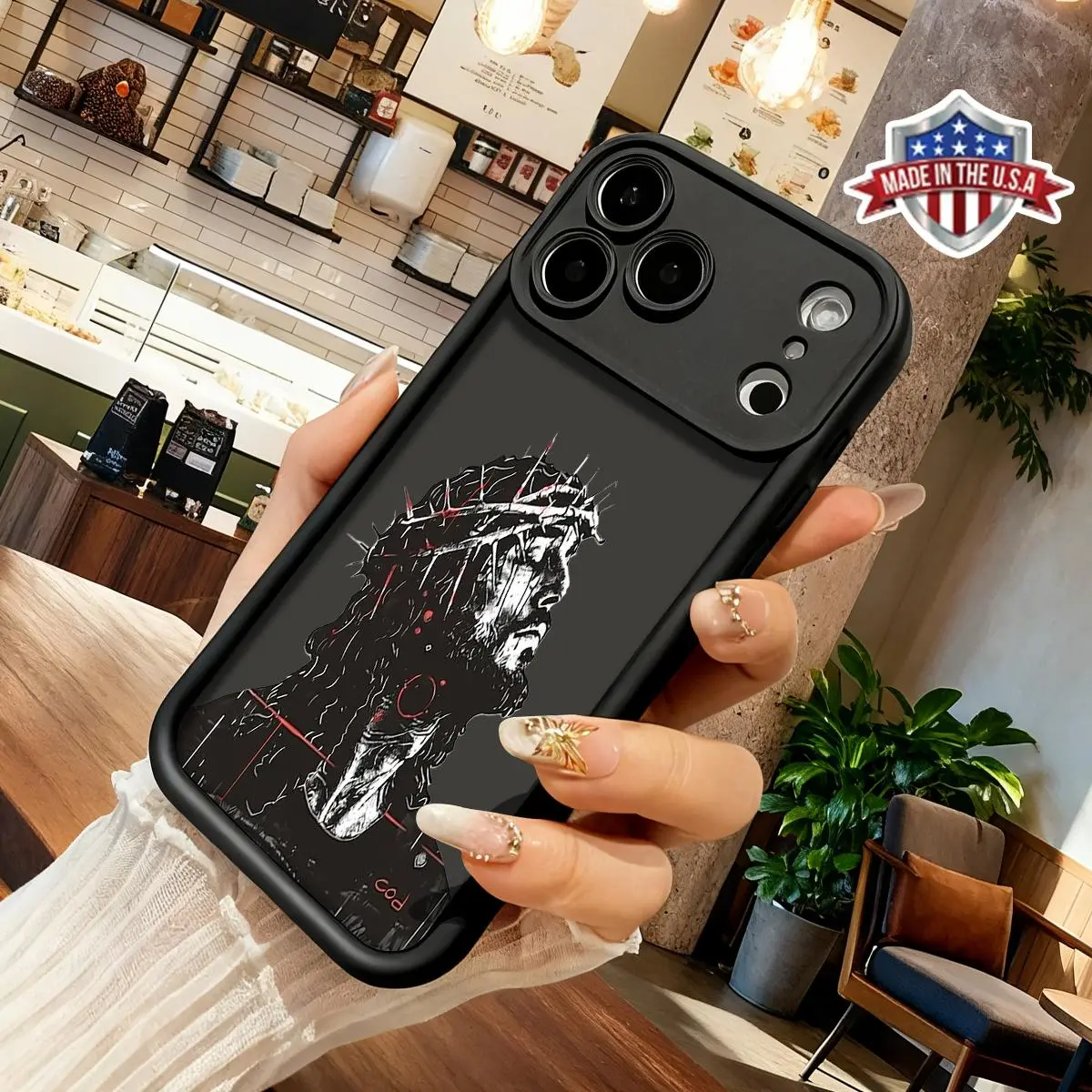 Artistic Jesus Crown of Thorns Phone Case for iPhone 17 16 15 14 Pro Max 13 12 11 XR XS Plus Shockproof Anti Scratch Protective TPU Cover,promax