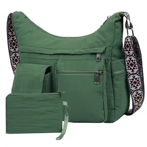 2-Piece Women's Nylon Crossbody Bag Set – Waterproof Lightweight Shoulder Bags with Multiple Pockets, Ideal for Travel, Work, Shopping, and Everyday Use