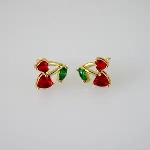 Earrings – Aretes – Zircon Stone – 14K Real Color