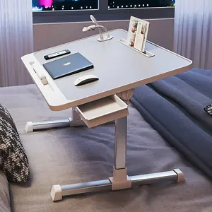 Adjustable Height Laptop Desk for Bed, Foldable Tray Desk for Bed Use, Portable Desk Stand with Storage Drawers and USB Ports