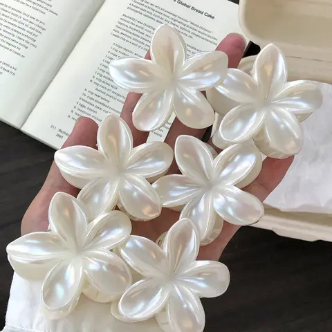 6-piece elegant and simple flower hair clip set, fashionable anti slip hair clip, shark clip at the back of the head, suitable for women's daily life wear, Flower Hair Accessories