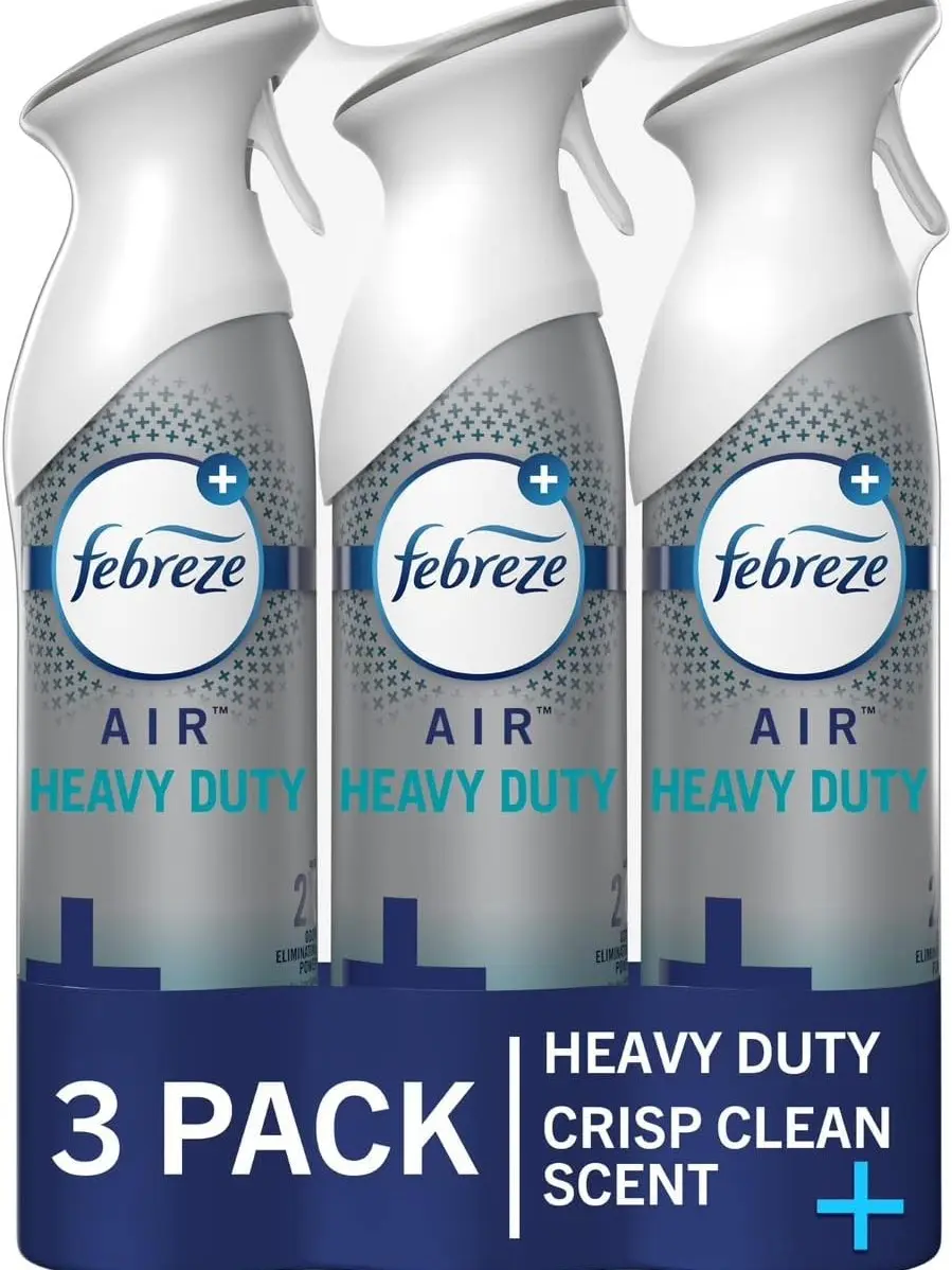 Febreze Odor-Fighting Air Freshener, Heavy Duty Crisp Clean, 8.8 fl oz, Pack of 3