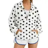 Fisoew Womens Polka Dot Quarter Zip Pullover UPF 50+ Windbreaker Jacket | Stand-Up Collar, Pocket, Oversized, Lightweight, Running, Hiking, Shirts
