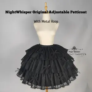 Adjustable Hoop Skirt Petticoat (Black)