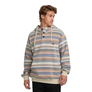 BILLABONG Rancho Pullover Sweatshirt Fleece Menswear Mid-weight 3-Button Collar Casual Tops for Everyday