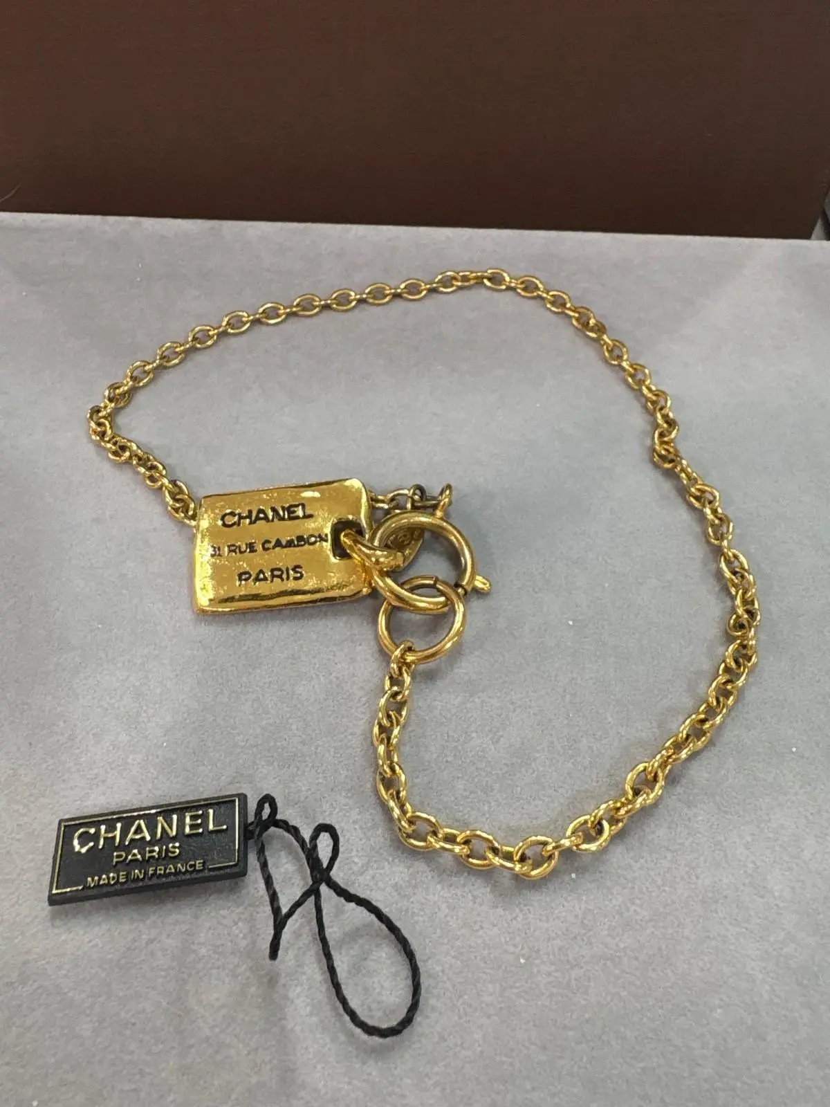 Pre-owned CHANEL Cambon Gold Plate Logo Necklace ️ $899