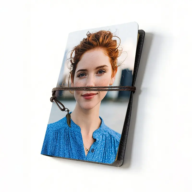 Premium A6 Tethered Composition Notebook, Unique Pattern Cover, Metal Leaf, 160 Pages Thick Paper, Perfect Christmas Gift