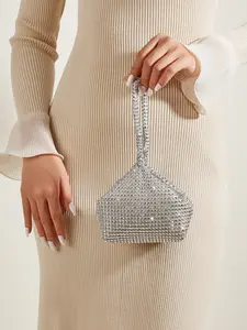 Banquet bag, irregular small bag, landmine bag, silver sparkling diamond women's bag, coin purse