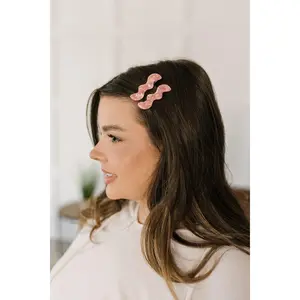 Wavy Clip Set Pink Pearl