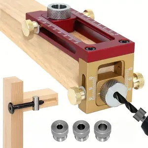 One set, 2-in-1 drilling guide pin joint drilling bed cabinet screw punching locator woodworking hole drill bit set 4-hole 6/8/10/12 pin DIY tool
