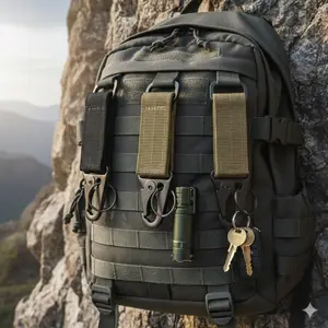 Tactical Gear EDC Carabiner Clip: Heavy-Duty Nylon Keychain Hook for Backpack Belt & Equipment Attachment. Durable Compact Design for Hiking Camping Daily Carry. Quick Release Buckle Secures Keys Tools Accessories.