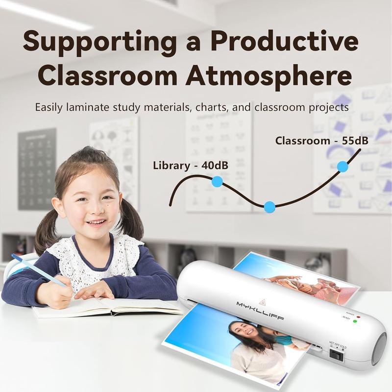 Laminator Machine 9-Inch Portable Thermal Laminater with Hot & Cold Modes, A4 Small Laminating Machine with ABS Jam-Release, 3-Min Warm-Up, 6-in-1 Photo Laminator Kit for Home Office and Class, White