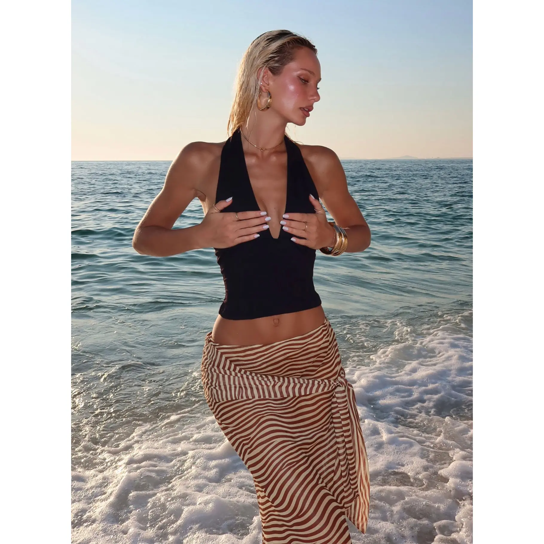 Daily Define Halter Tank Top Black