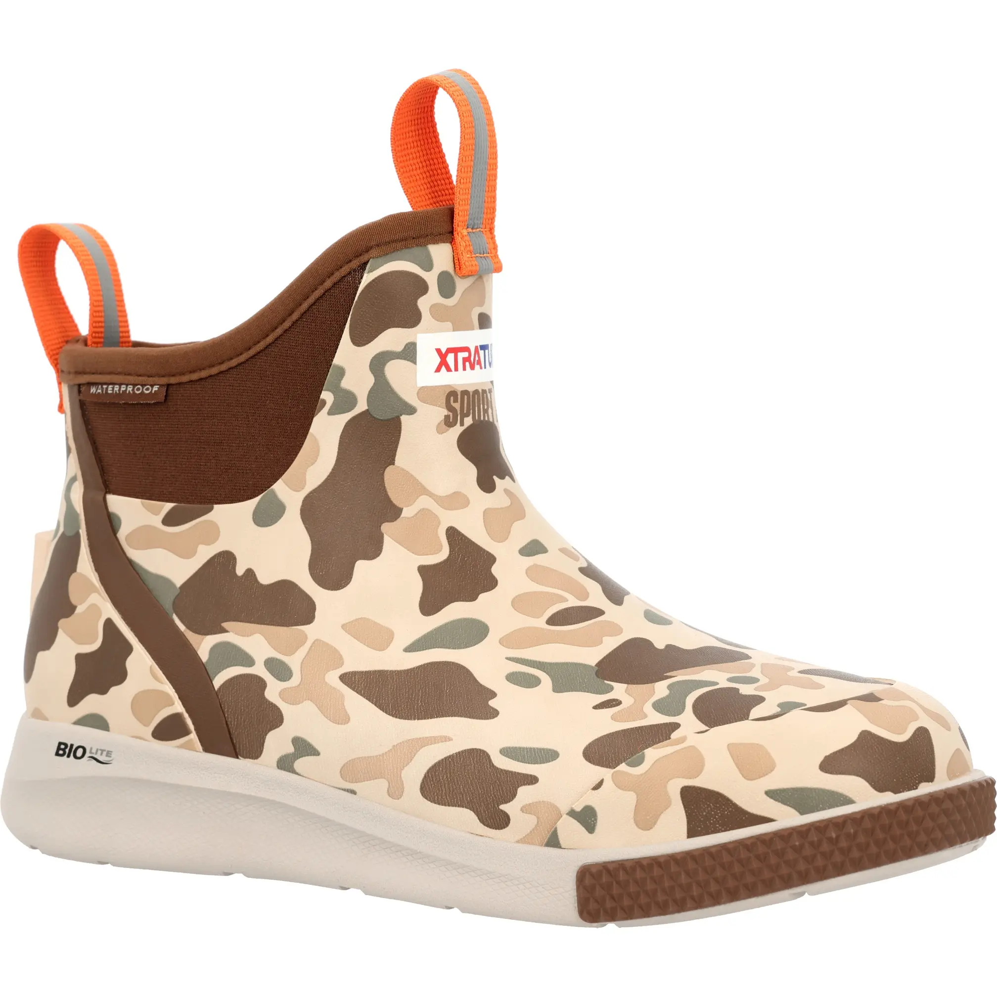 XTRATUF Women's 6" Ankle Deck Boot Sport | Lightweight Waterproof Slip-Resistant Fishing Boot - Duck Camo