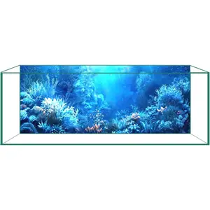 Aquarium Background & Fish Tank Background Ultra HD Static Cling No Tape No Residue Vibrant Underwater Scenery for Stunning Aquarium Decorations Blue Ocean Theme 11.8 X 23.6 Inches