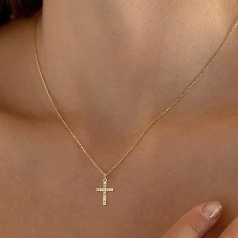 Simple Fashion Styling Cross Pendant Necklace Chains, Stainless Steel Jewelry for Party, Daily Clothing Decor, Trendy All-match & Exquisite Jewelry for Birthday Gift