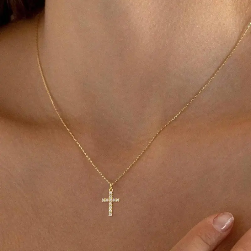 Simple Fashion Styling Cross Pendant Necklace Chains, Stainless Steel Jewelry for Party, Daily Clothing Decor, Trendy All-match & Exquisite Jewelry for Birthday Gift