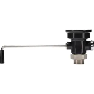 Sink Drain Valve with Twist Handle - PVC Plastic, with stainless steel kitchen sink strainer, sink plunger, flange. Fits 3.5 inch commercial drain openings. Handy brass reducer included