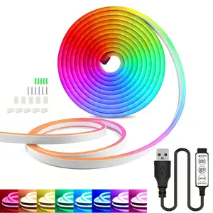 Color Changing USB Powered LED RGB Neon Rope Light, LED Strip Lights, Double-Sided Tape & Accessories, 3-Key Control, for Game Room, Computer, TV Backlight, DIY Home Decor, Party, Wedding, Christmas Lighting, Adjustable RGB Lighting