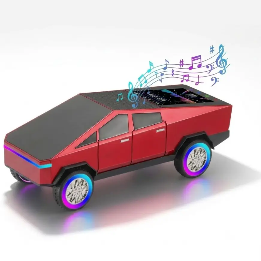 【New Arrival】 Wireless Bluetooth Speaker WS-580L, 2400mAh Rechargeable Cyberpunk Truck Speaker with Dynamic LED Lights, Large Display, FM Radio, TF and TWS Stereo – Cool Tech Gadgets and Gifts for Electronics Lovers