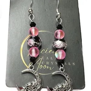 Handmade Lampwork Moon earrings with .925 Sterling Silver hooks!