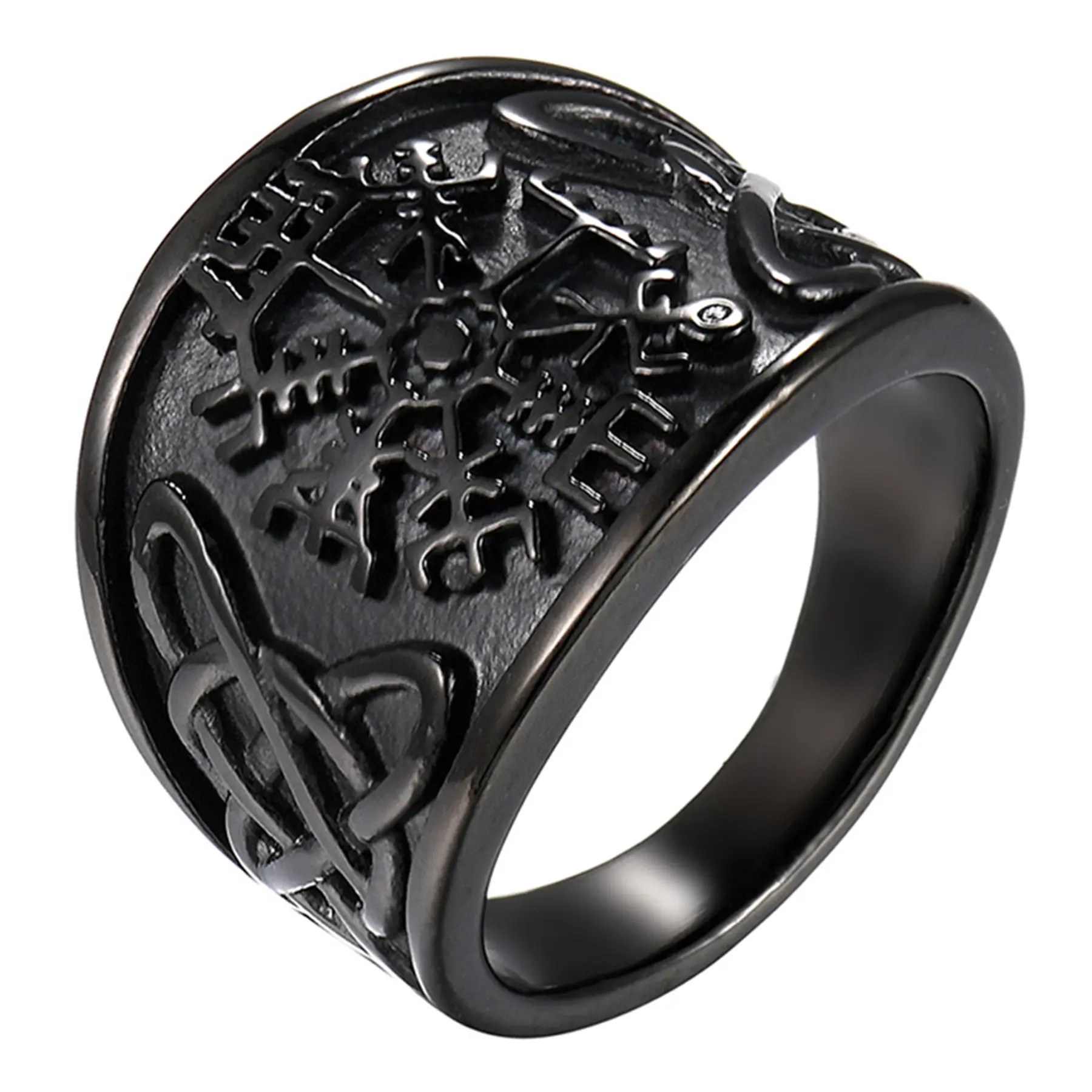 OIDEA Viking Rune Compass Ring for Men - Norse Celtic Anti-Rust Stainless Steel Wide Statement Band, Heavy-Duty Metal Ring, Anti-Rust Steel Rings, Heavy-Duty Metal Rings