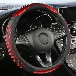 Three-dimensional Honeycomb Steering Wheel Cover  Durable Leather Cover with Anti-slip Linning Universal 14.5-15in