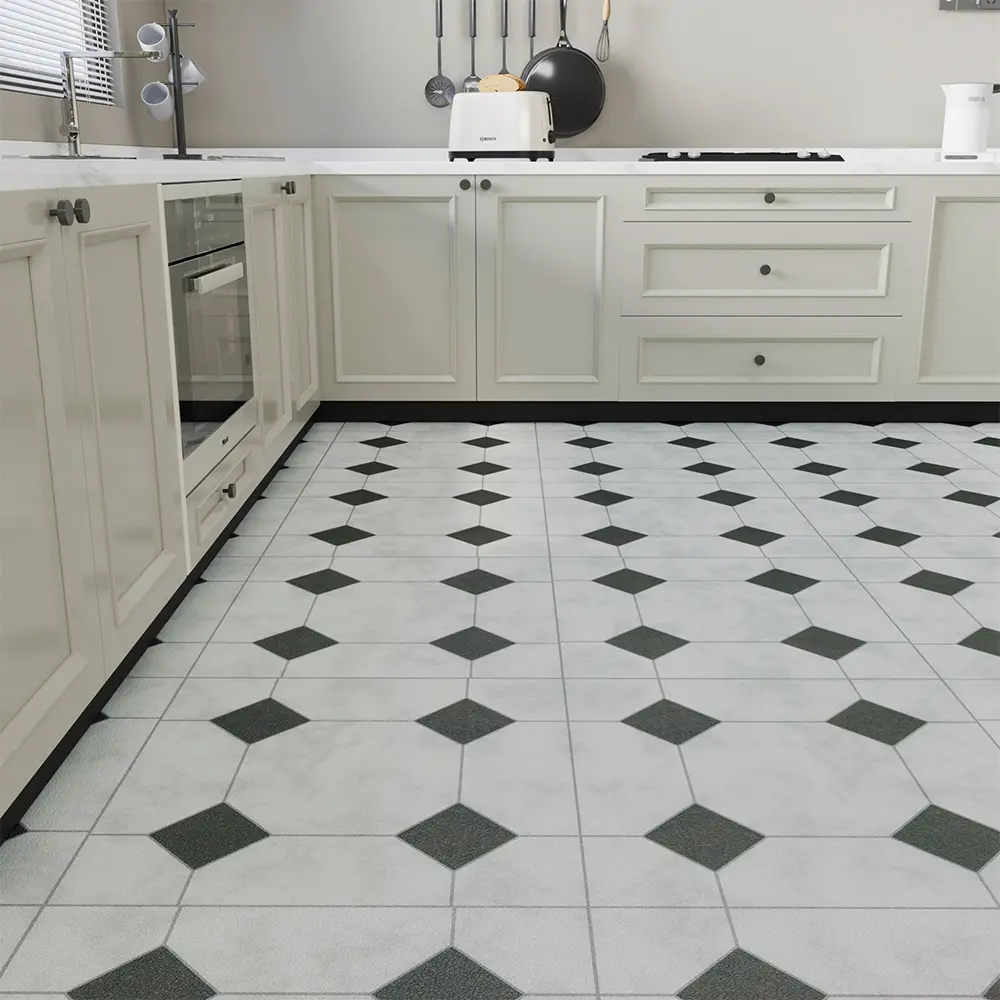 Jeedeson Vinyl Peel Stick Tiles Roll - 120"x24" Grey Eco-Friendly Self-Adhesive Water-Resistant Flooring for Kitchens, Entryway