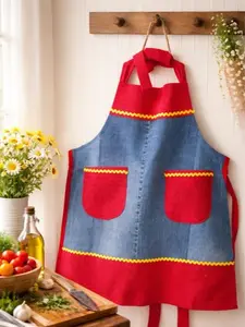 Denim Red Apron