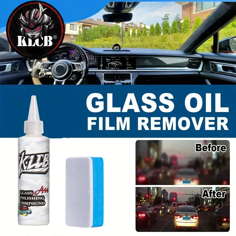 Car Windshield Cleaner: Heavy-Duty Oil Film Remover & Glass Restorer - Effortlessly Removes Dirt, Grime, and Streaks for Crystal-Clear Visibility