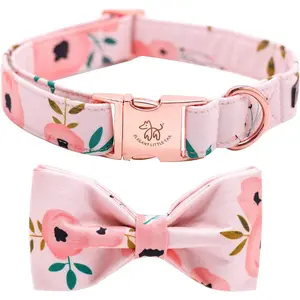 Elegant Little Tail Dog Collar with Bow, Comfotable Dog Bowtie, Bowtie Dog Collar Adjustable Dog Collars for Small Medium Large Dogs and Cats Elegant little tail