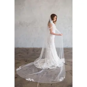 CLARICE CATHEDRAL VEIL - SCATTERED LACE EDGE